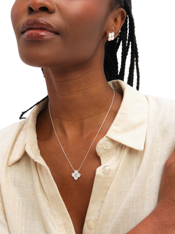 Simply Silver Mother Of Pearl Clover Jewellery Set - view 2, Sterling Silver Plated Brass