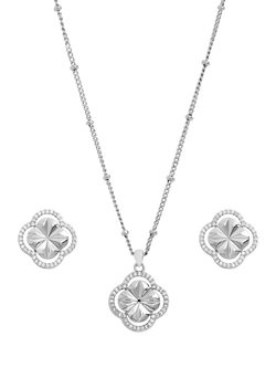 Simply Silver Diamond Cut Clover Jewellery Set, Silver