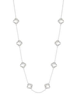 Simply Silver Crystal Clover Necklace, Sterling Silver Plated Brass