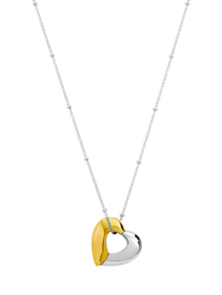 Simply Silver Two Tone Heart Necklace, Sterling Silver Plated Brass