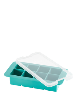 Lékué Silicone XL Square Ice Cube Tray, 8 Cube, Turquoise