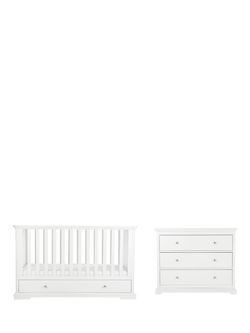 CuddleCo Beaumont Cot Bed & Changing Table Dresser, White, White