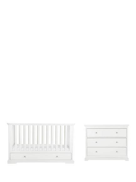 CuddleCo Beaumont Cot Bed & Changing Table Dresser, White, White