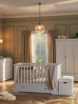CuddleCo Beaumont Cot Bed, Changing Table Dresser & Triple Wardrobe, White - view 2, White