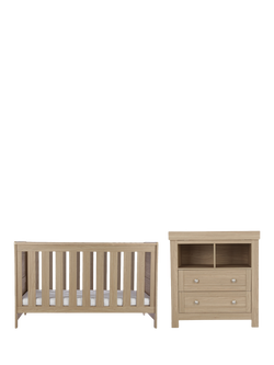 CuddleCo Burford Cot Bed & Changing Table Dresser, Oak, Oak