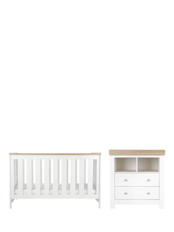CuddleCo Burford Cot Bed & Changing Table Dresser, White & Oak, White & Oak