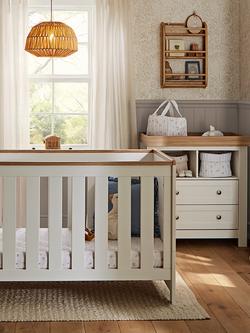 CuddleCo Burford Cot Bed & Changing Table Dresser - view 2, White & Oak