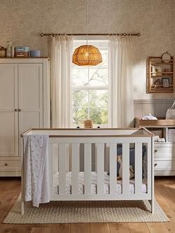 CuddleCo Burford Cot Bed, Changing Table Dresser & Double Wardrobe - view 2, White & Oak