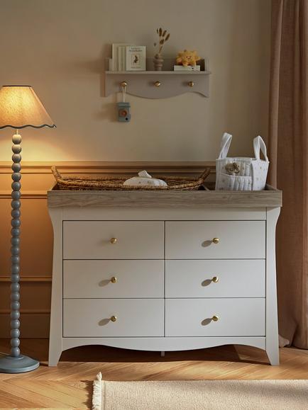 CuddleCo Clara 6-Drawer Changing Table Dresser - view 2, Cashmere & Ash
