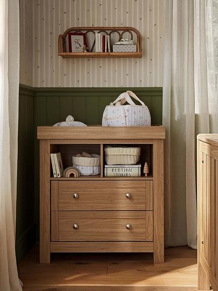 CuddleCo Burford Changing Table Dresser - view 2, Oak