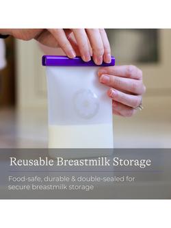 Lansinoh Silicone Reusable Breastmilk Storage Bags, 240ml, Pack of 5 - view 2, Multi