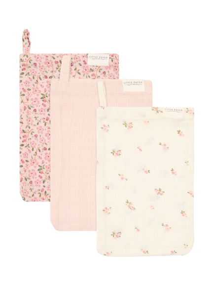 Little Dutch Wash Cloths, Pack of 3, Pink/Multi