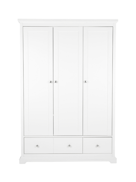 CuddleCo Beaumont Triple Wardrobe, White, White
