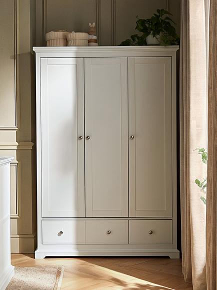CuddleCo Beaumont Triple Wardrobe, White - view 2, White