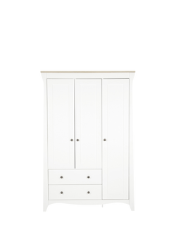 CuddleCo Clara Triple Wardrobe, White & Ash, White & Ash