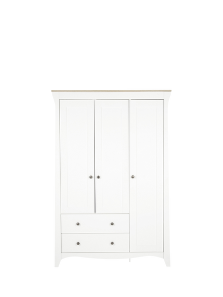 CuddleCo Clara Triple Wardrobe, White & Ash
