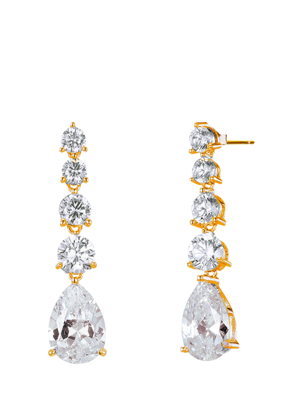 Ivory & Co. Porto Cubic Zirconia Bridal Drop Earrings, Yellow Gold, Yellow Gold