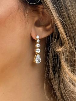 Ivory & Co. Porto Cubic Zirconia Bridal Drop Earrings, Yellow Gold - view 2, Yellow Gold