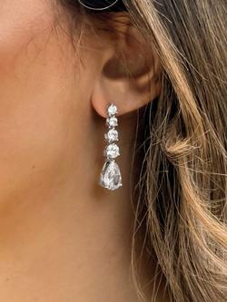 Ivory & Co. Porto Cubic Zirconia Bridal Drop Earrings, Silver - view 2, Silver