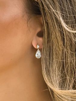 Ivory & Co. Genova Bridal Teardrop Cubic Zirconia Drop Earrings, Yellow Gold - view 2, Yellow Gold