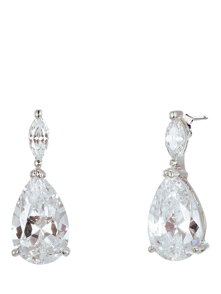 Ivory & Co. Genova Bridal Teardrop Cubic Zirconia Drop Earrings, Silver, Silver