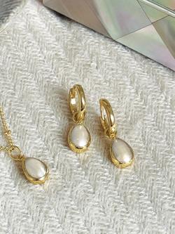 Ivory & co. Luxe Bridal Freshwater Pearl Drop Earrings, Yellow Gold - view 2, Yellow Gold