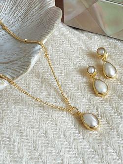 Ivory & co. Luxe Bridal Freshwater Pearl Pendant Necklace, Yellow Gold - view 2, Yellow Gold