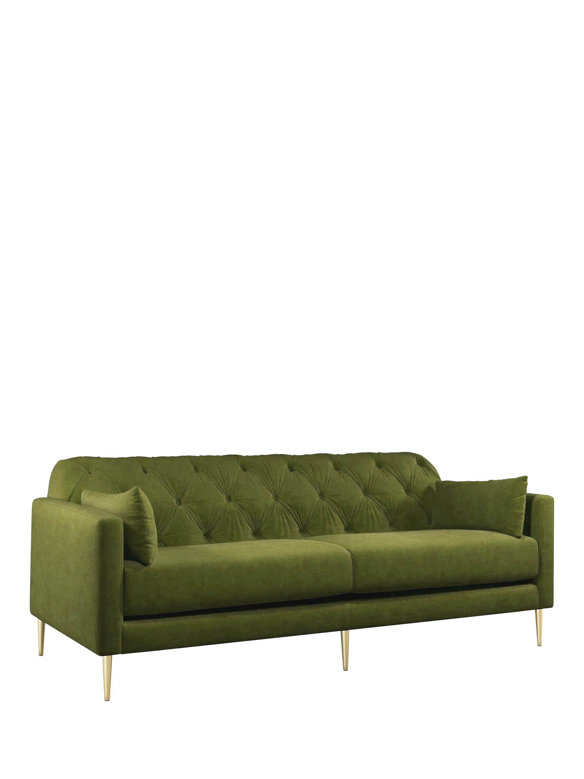 Mendel Range, Swoon Mendel Large 3 Seater Sofa, Gold Leg, Fern Green Velvet