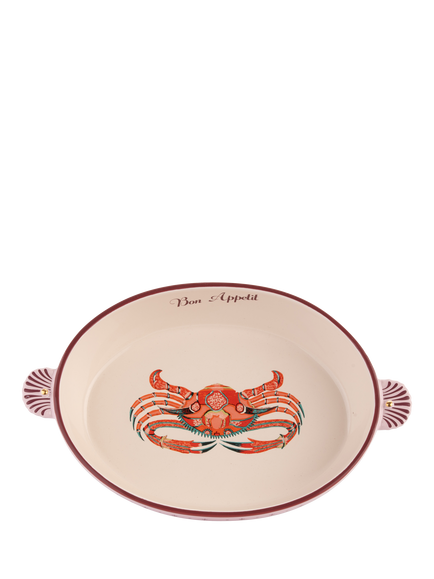 Yvonne Ellen Crab Oval Stoneware Roaster, 31cm, Pink - view 2, Multi