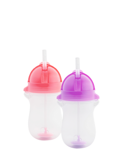 Munchkin Click Lock Tip & Sip Weighted Straw Trainer Cup, Pack of 2, Pink/Purple, Pink/Purple