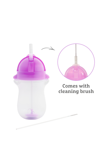 Munchkin Click Lock Tip & Sip Weighted Straw Trainer Cup, Pack of 2, Pink/Purple - view 2, Pink/Purple