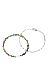 BARTLETT LONDON Men's Agate Duo Bracelet Set, Silver