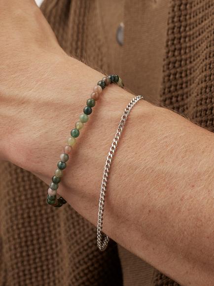 BARTLETT LONDON Men's Agate Duo Bracelet Set, Silver - view 2, Silver