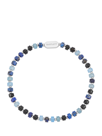 BARTLETT LONDON Silver Plated Beaded Bracelet, Blue/Silver, Silver