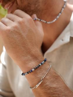 BARTLETT LONDON Silver Plated Beaded Bracelet, Blue/Silver - view 2, Silver