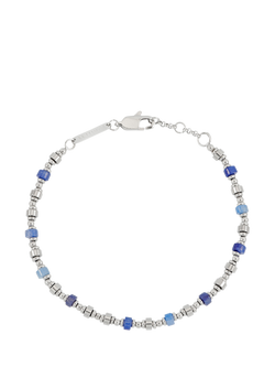 BARTLETT LONDON Men's Lapis Heishi Beaded Bracelet, Silver, Silver