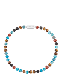 BARTLETT LONDON Gemstone Rondelle Stretch Bracelet, Silver, Silver