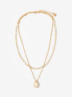 Mint Velvet Resin Pendant Layered Necklace, Gold, Gold