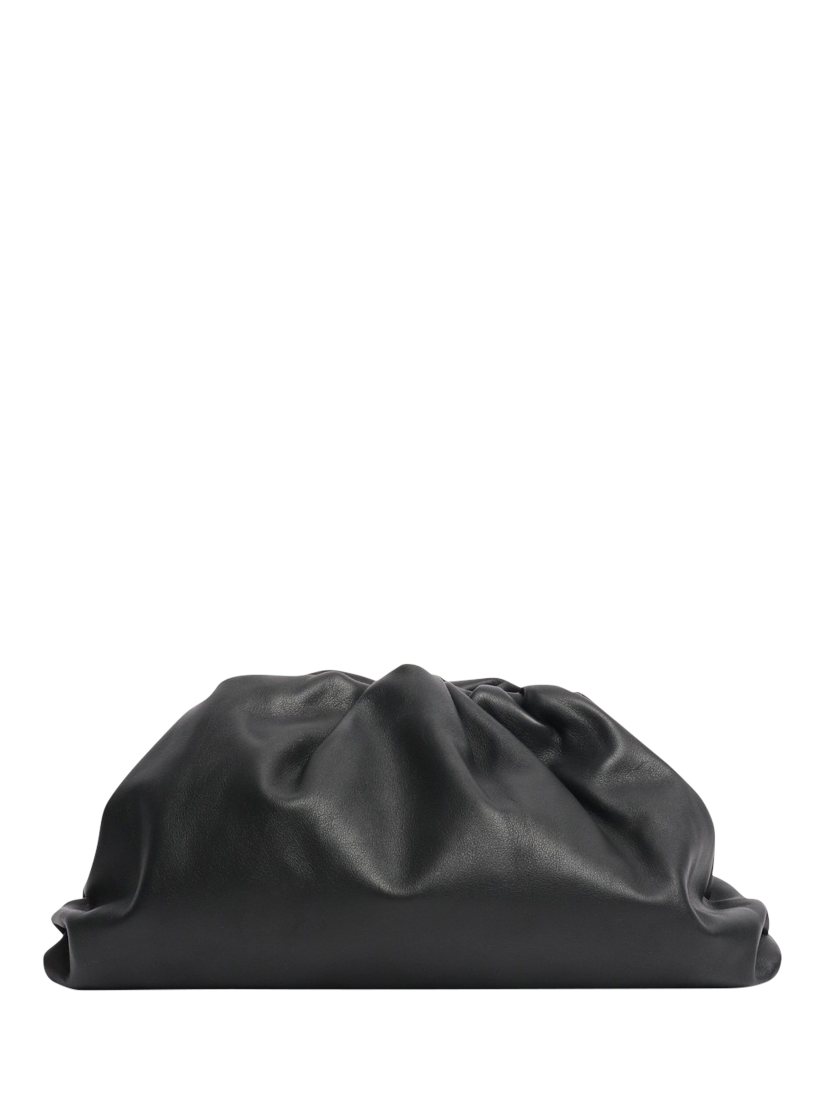 Product image 1 of 3, which shows Pre-loved Bottega Veneta Leather Pouch Bag, Black