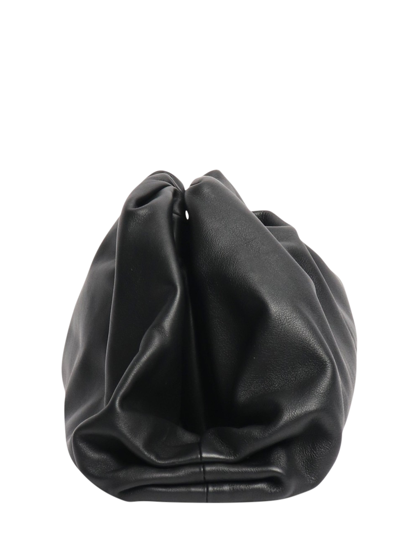 Product image 3 of 3, which shows Pre-loved Bottega Veneta Leather Pouch Bag, Black