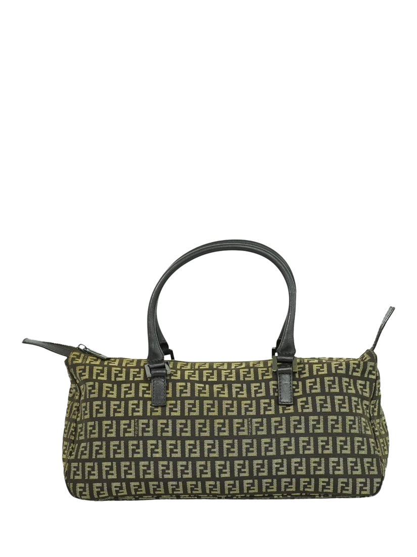 Product image 1 of 10, which shows Pre-loved Fendi Zucca Canvas Top Handle Bag, Brown