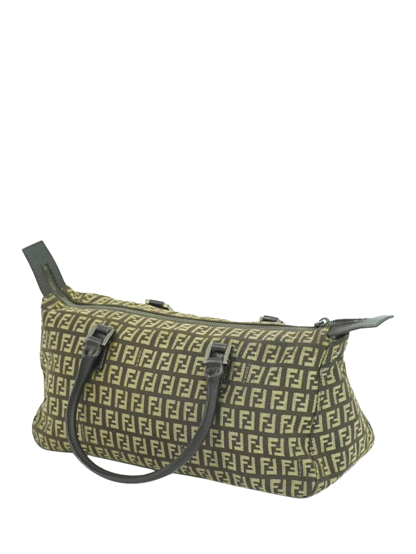 Product image 2 of 10, which shows Pre-loved Fendi Zucca Canvas Top Handle Bag, Brown