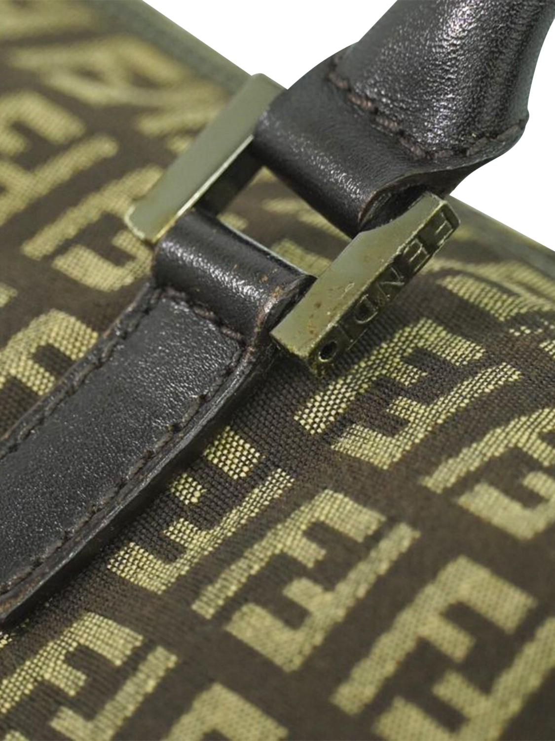 Product image 8 of 10, which shows Pre-loved Fendi Zucca Canvas Top Handle Bag, Brown