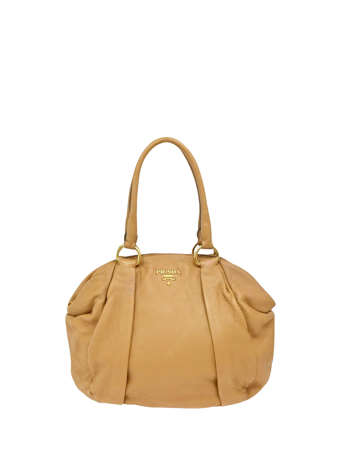 Product image 1 of 10, which shows Pre-loved Prada Vitello Daino Leather Top Handle Bag, Beige