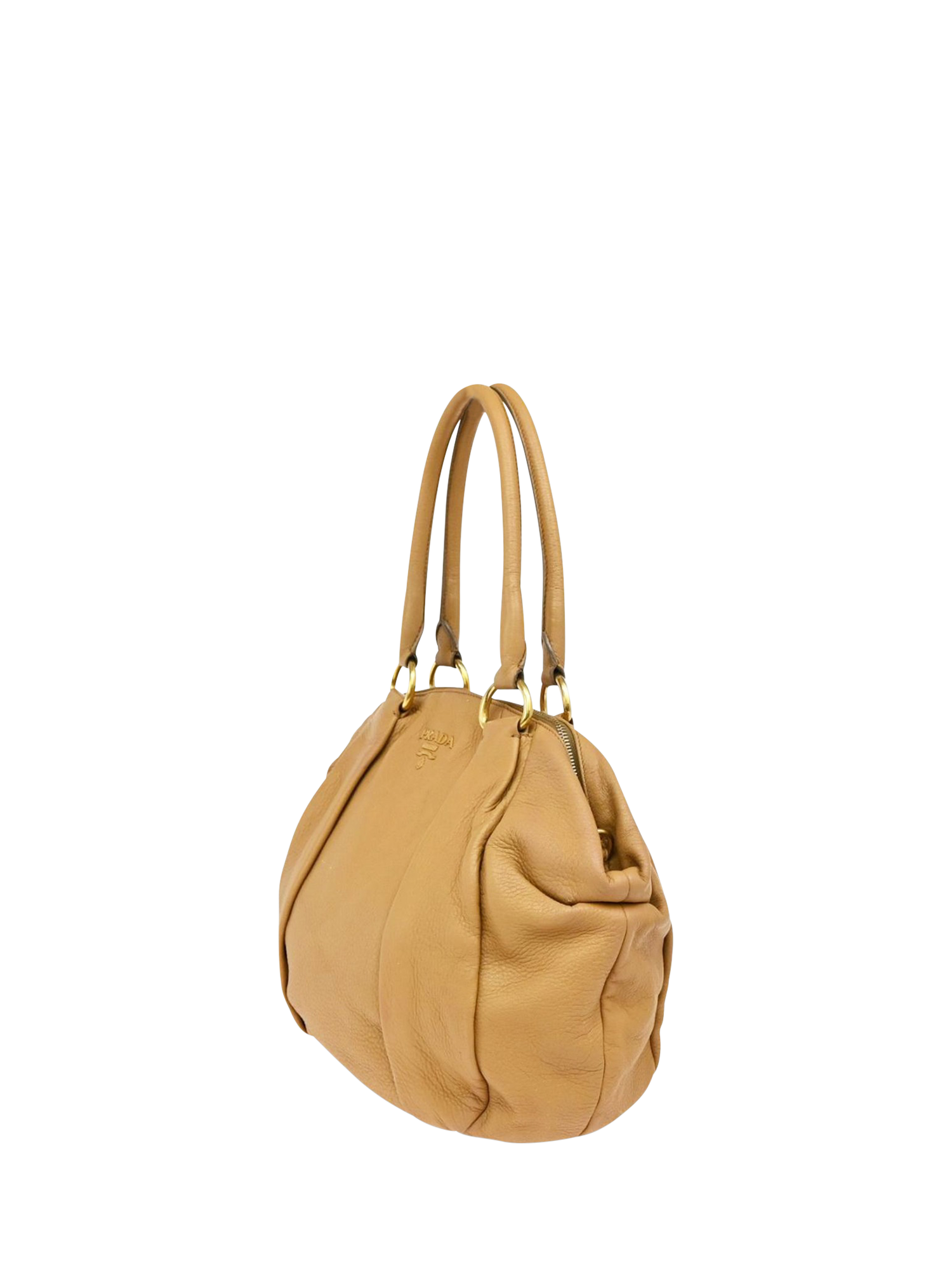 Product image 3 of 10, which shows Pre-loved Prada Vitello Daino Leather Top Handle Bag, Beige
