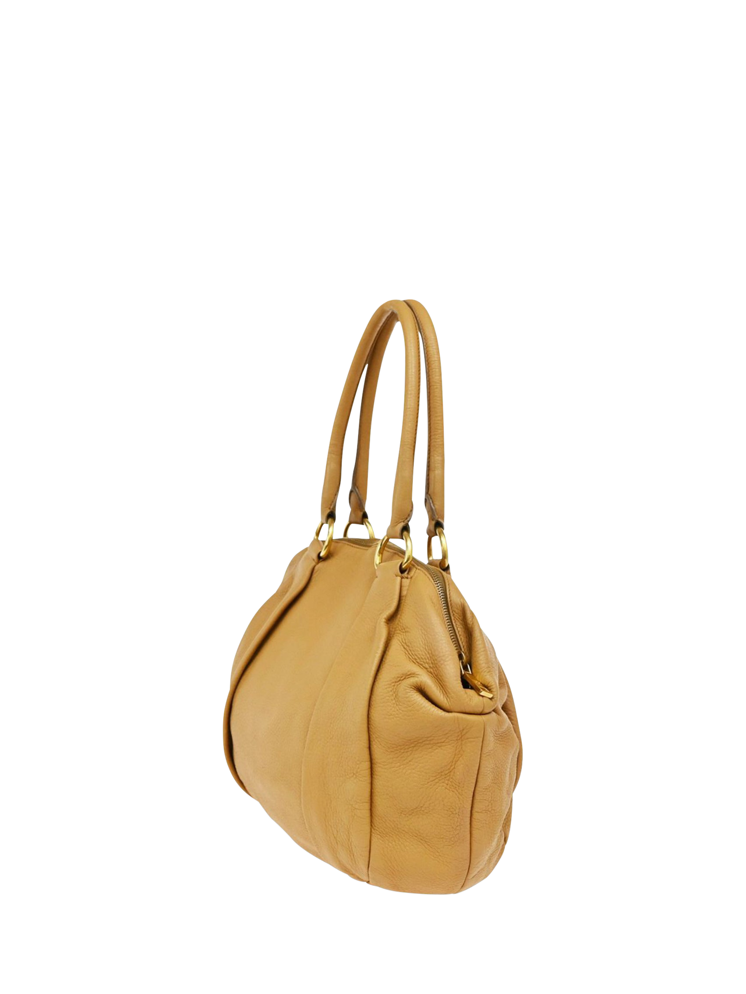 Product image 5 of 10, which shows Pre-loved Prada Vitello Daino Leather Top Handle Bag, Beige