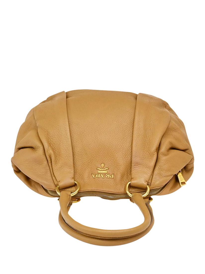 Product image 6 of 10, which shows Pre-loved Prada Vitello Daino Leather Top Handle Bag, Beige