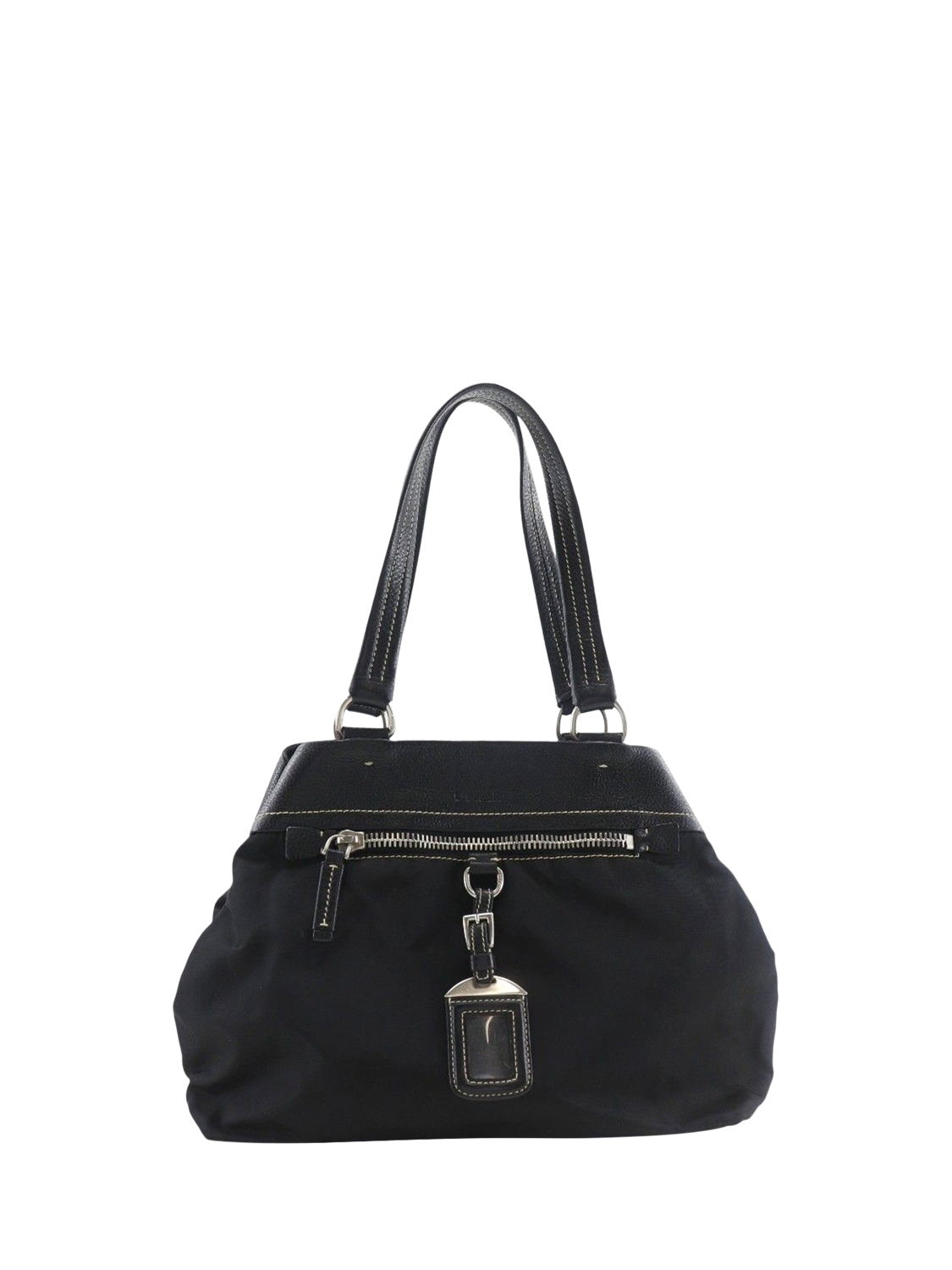 Pre-loved Prada Nylon and Leather Top Handle Bag, Black