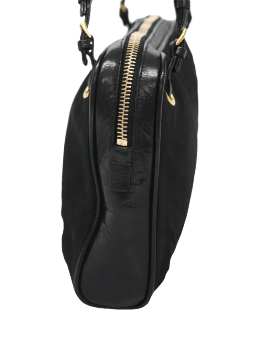 Product image 4 of 10, which shows Pre-loved Prada Nylon Gold Hardware Top Handle Bag, Black