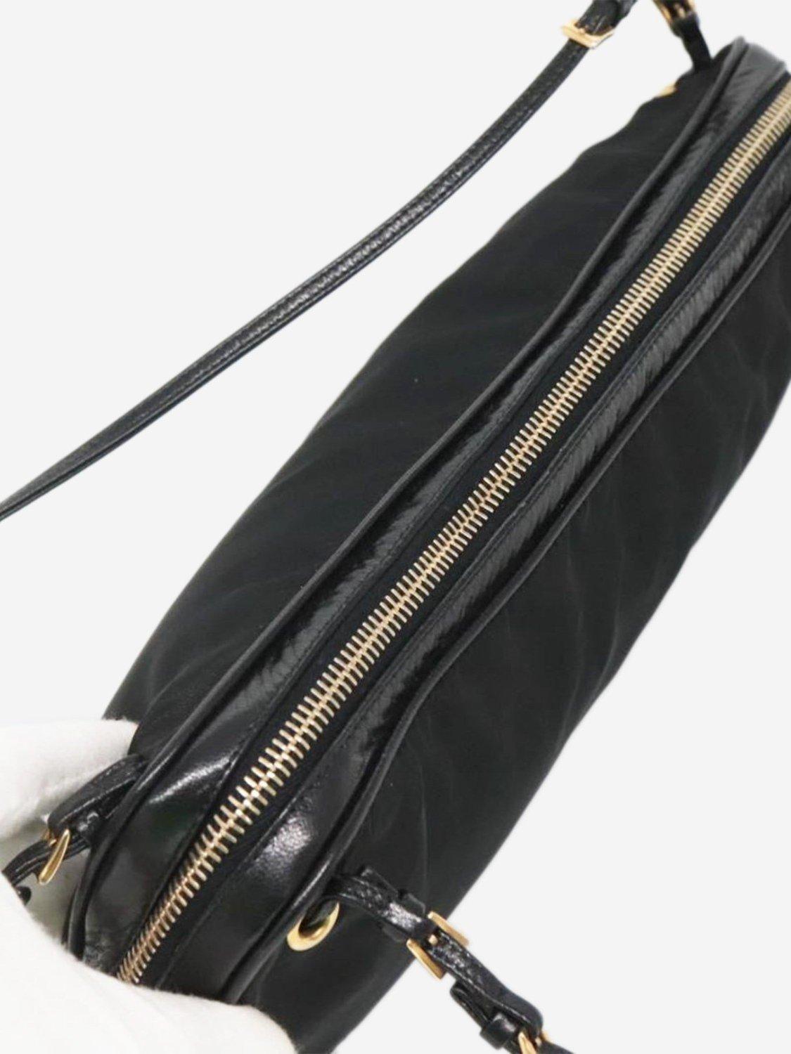 Product image 5 of 10, which shows Pre-loved Prada Nylon Gold Hardware Top Handle Bag, Black